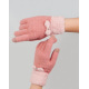 Рожеві вовняні рукавички з фактурним манжетом