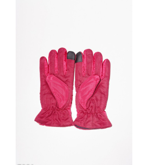 Теплі червоні рукавички з бантами і намистинами