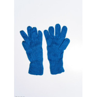 Синие шерстяные однослойные перчатки с объемной аппликацией