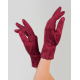 Фіолетові однотонні рукавички з еко-замші на хутрі