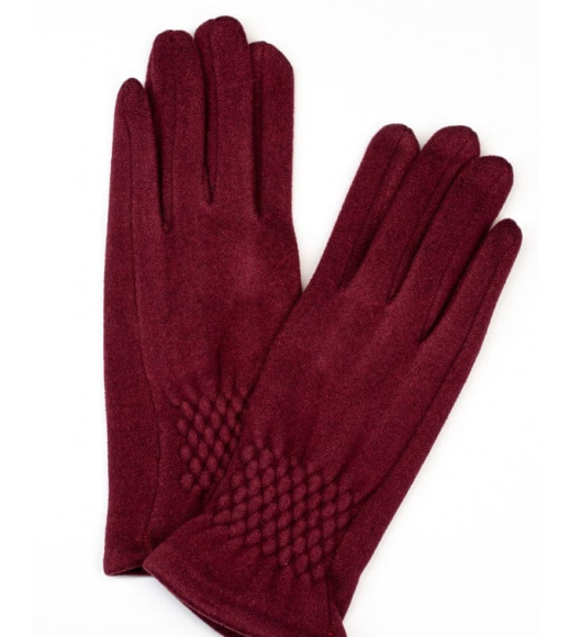 Бордові кашемірові рукавички з жниваркою