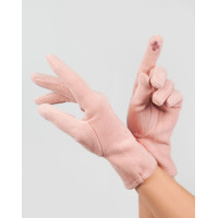 Розовые утепленные перчатки из эко-замши