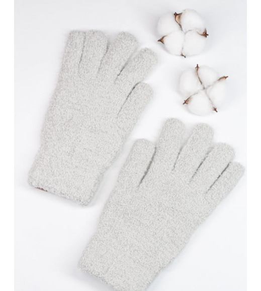 Светло-серые однотонные теплые перчатки