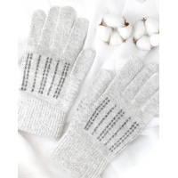 Сірі вовняні рукавички зі стібками