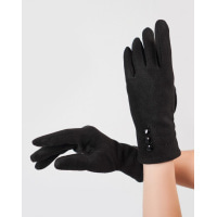 Утеплені чорні рукавички з еко-замші