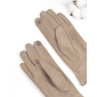 Бежеві утеплені рукавички з гудзиками на манжетах
