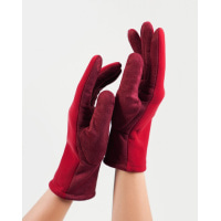 Фиолетовые замшевые комбинированные перчатки на меху
