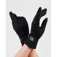 Черные комбинированные перчатки с фактурной вставкой