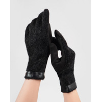 Чорні комбіновані рукавички з фактурною вставкою