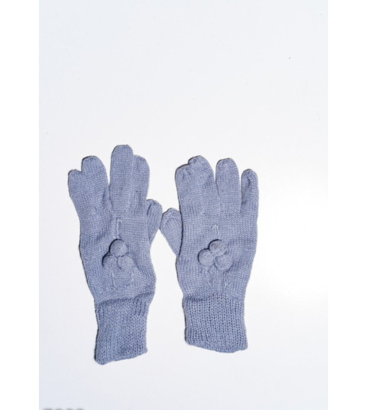 Сірі вовняні одношарові рукавички з об`ємною аплікацією