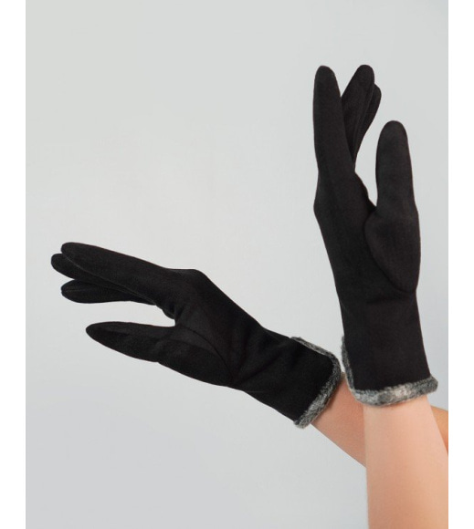 Черные перчатки на меху с выточкой
