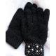 Черные шерстяные перчатки со стразами на манжетах