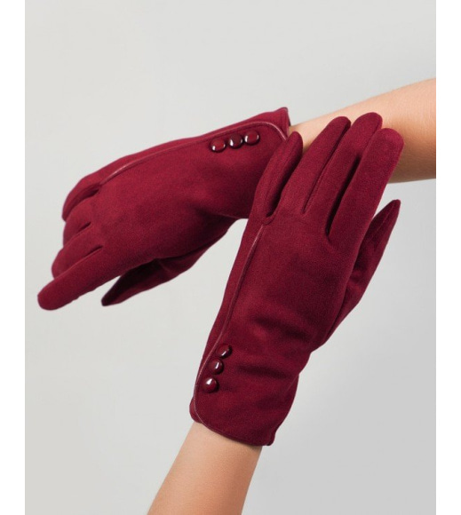 Фіолетові утеплені рукавички з еко-замші