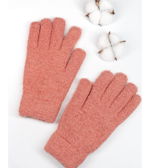 Рожеві однотонні теплі рукавички