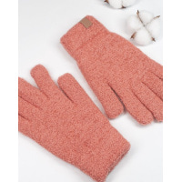 Розовые однотонные теплые перчатки
