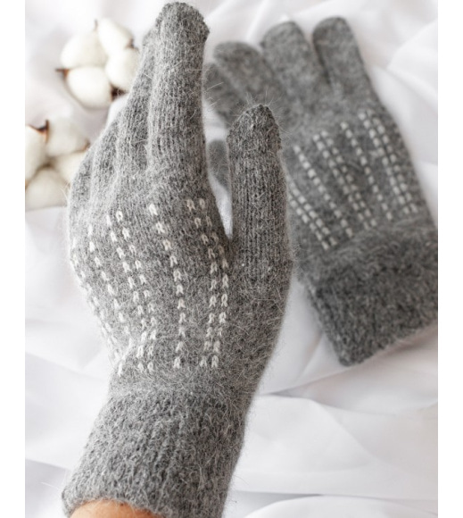 Темно-сірі вовняні рукавички зі стібками