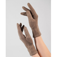 Утеплені коричневі рукавички з еко-замші