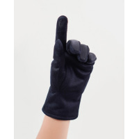 Синие замшевые комбинированные перчатки на меху