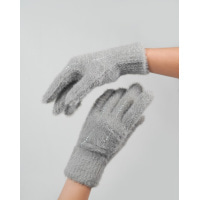 Сірі утеплені рукавички зі стразами