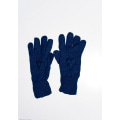 Темно-сині вовняні одношарові рукавички з об`ємною аплікацією