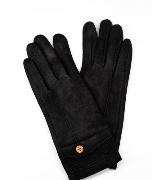 Черные перчатки с вставкой на манжетах