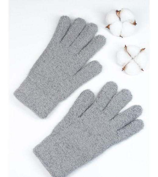 Серые однотонные теплые перчатки