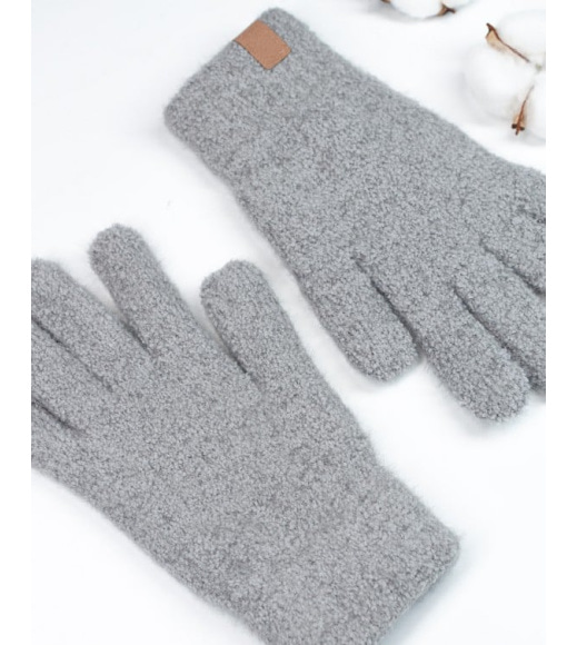 Сірі однотонні теплі рукавички