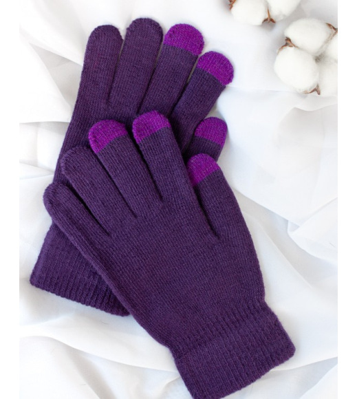 Фіолетові рукавички із сенсорними пальцями