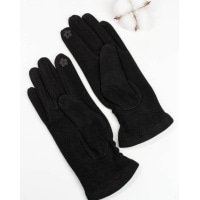 Черные перчатки с жаткой из трикотажа на меху