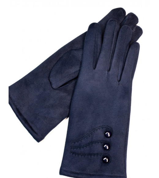 Утеплені темно-сині рукавички з еко-замші