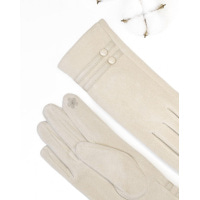 Світло-бежеві рукавички із вставками на манжетах.
