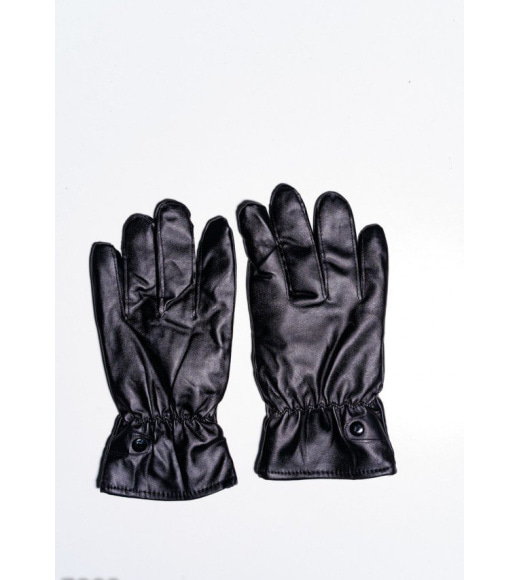 Чорні шкіряні теплі рукавички