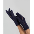 Синие утепленные перчатки со стразами