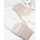 Бежево-білі вовняні рукавиці зі сніжинкою