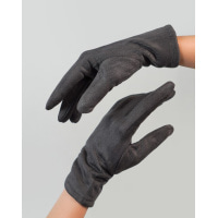 Темно-серые однотонные перчатки из эко-замши на меху