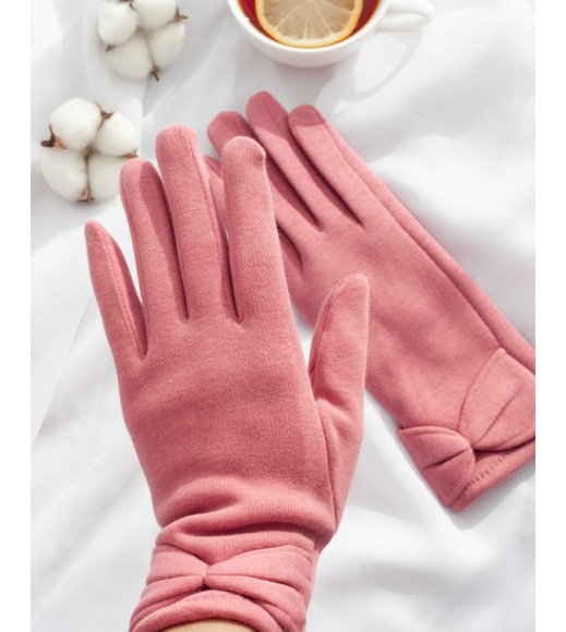Рожеві рукавички на хутрі