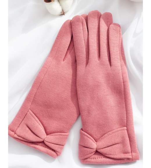 Рожеві рукавички на хутрі