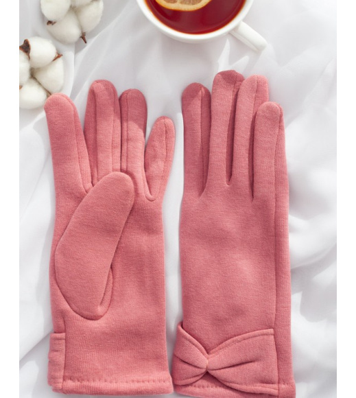 Розовые перчатки на меху