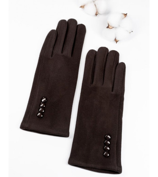 Коричневые утепленные перчатки из кашемира