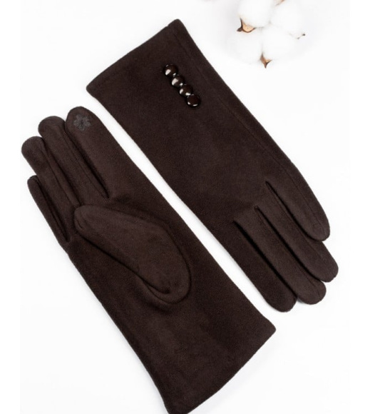 Коричневі утеплені рукавички з кашеміру
