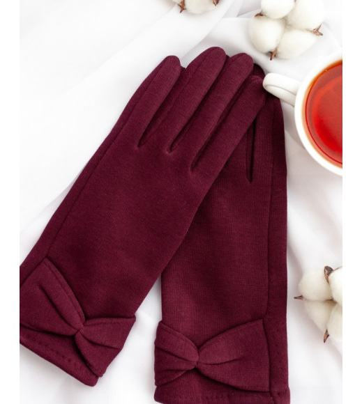 Фіолетові рукавички на хутрі