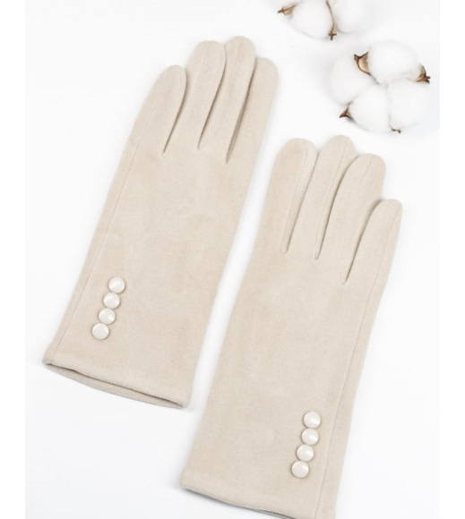 Светло-бежевые утепленные перчатки из кашемира