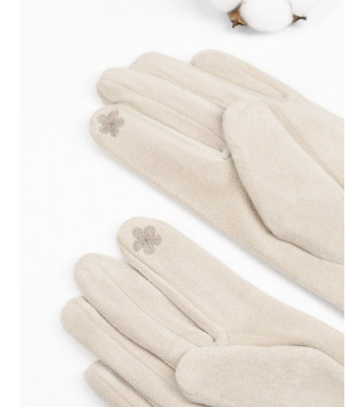 Світло-бежеві утеплені рукавички з кашеміру