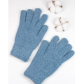 Голубые однотонные теплые перчатки