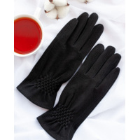 Чорні кашемірові рукавички з жниваркою