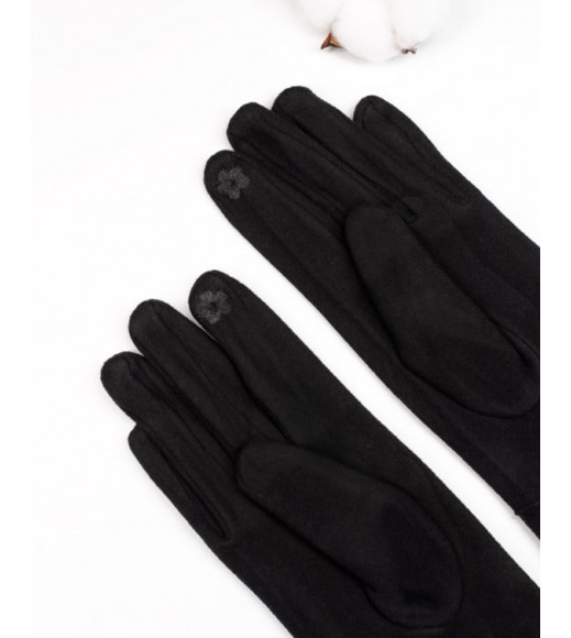 Черные кашемировые перчатки с вставкой