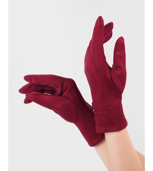 Утеплені фіолетові рукавички з еко-замші