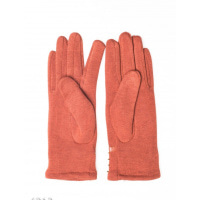 Коричневые перчатки с тонкой глянцевой полоской и бисером