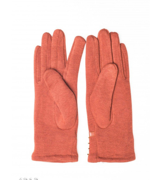 Коричневые перчатки с тонкой глянцевой полоской и бисером