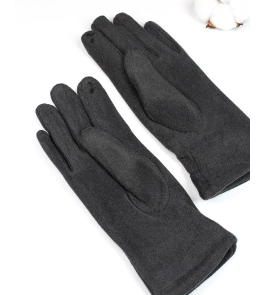 Сірі утеплені рукавички з гудзиками на манжетах